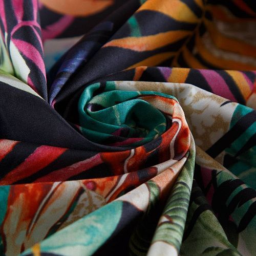 Хлопок стрейч 063-16360 черный принтованный