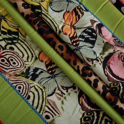 Трикотаж пике 056-14649 зеленое яблоко принтованный