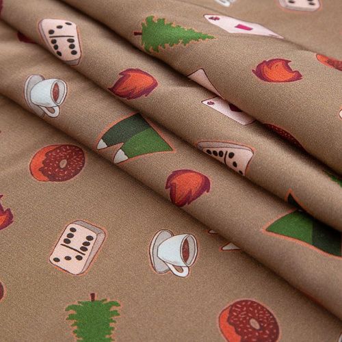 Креп вискозный 026-12177 серо-бежевый принтованный