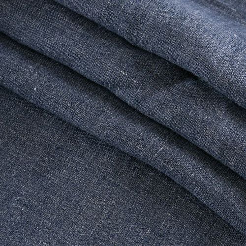 Лен натуральный 035-12025 синий джинс однотонный