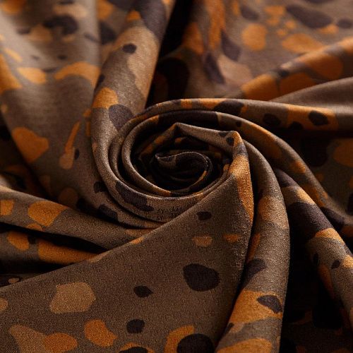 Вискоза жаккардовая 009-15055 коричнево-бежевый принтованный