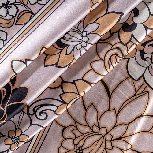 Шелк-батист натуральный К18-026 жемчужно-розовый принтованный