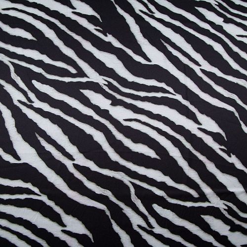 Шелк синтетический 065-13921 молочно-черный принтованный