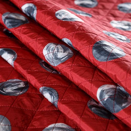 Ткань курточная 033-06558 красный принтованный