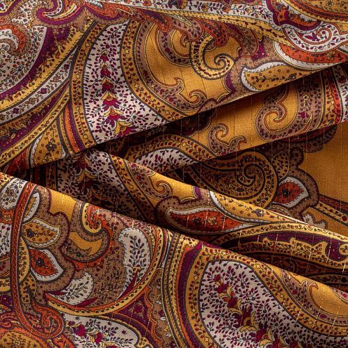 Вискоза с люрексом 009-01090 шафрановый принтованный