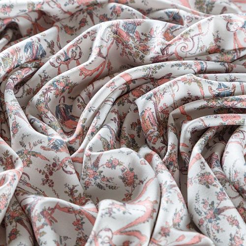 Твил-штапель 069-08629 молочный принтованный