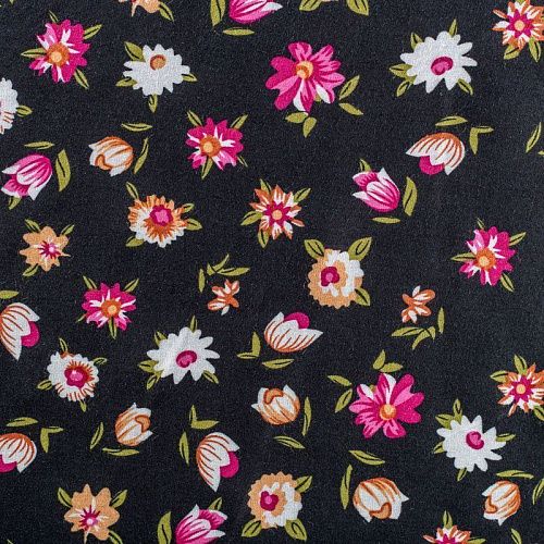 Штапель 069-01596 col.3 черный принтованный