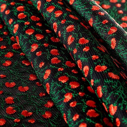 Неопрен-сетка 038-03717 черный с вышивкой