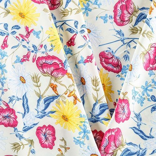 Вискоза "Лоренцо" 036-08180 молочный принтованный