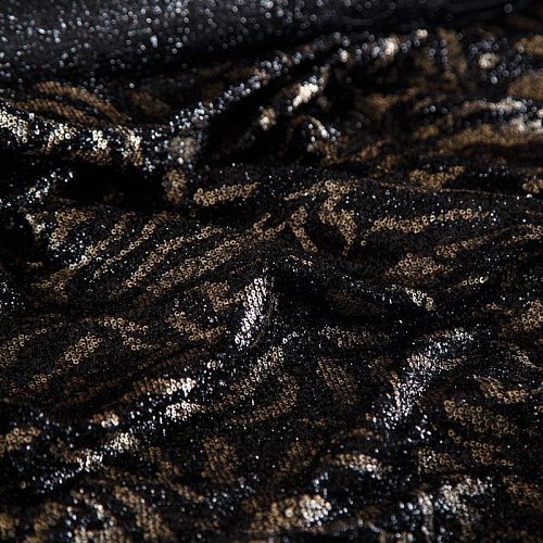 Пайетки на трикотажной основе 055-16234 черный/золото