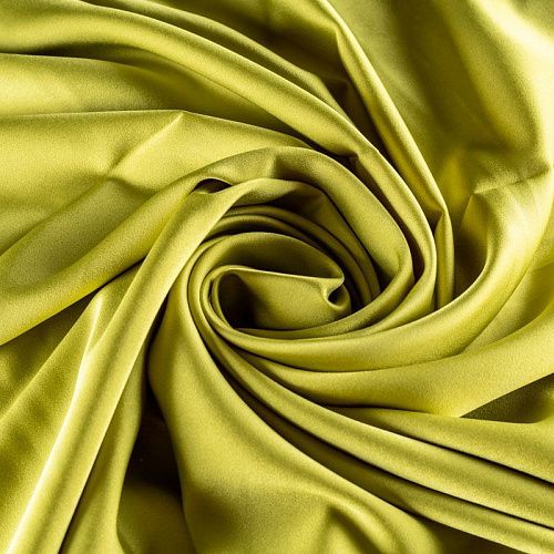 Шелк синтетический стрейч К34-0003 желто-зеленый однотонный