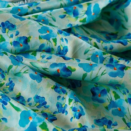 Шелк-штапель 069-17803 мятный принтованный