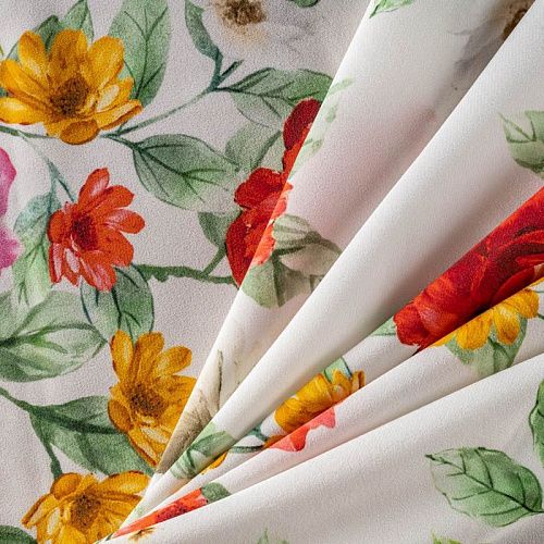 Шелк натуральный К22-003 белый принтованный