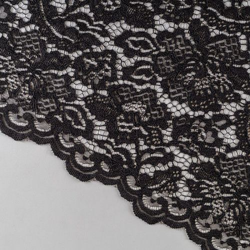 Гипюр К33-508 черный однотонный