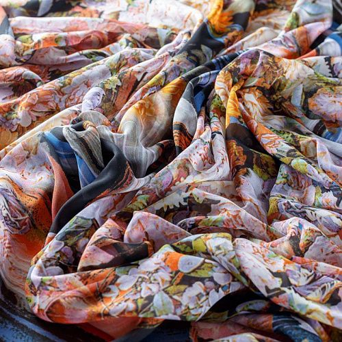 Шифон 068-08396 черный принтованный