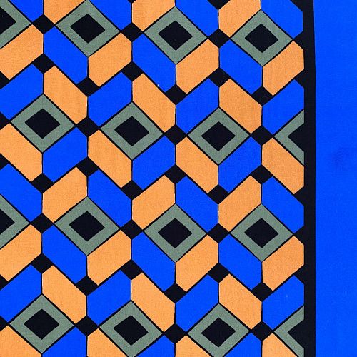 Шелк натуральный К32-232 ярко-синий принтованный