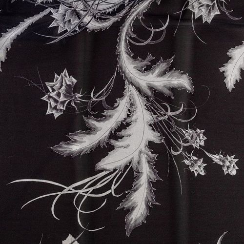 Креп-шифон натуральный К36-066 черный принтованный