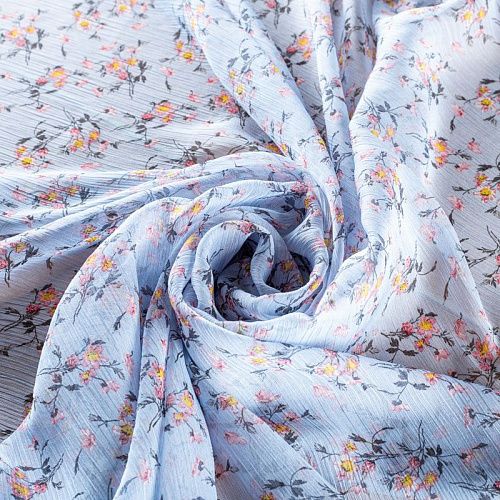 Шифон 068-01552 голубой принтованный