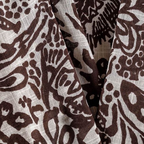 Лен натуральный К36-091 молочный принтованный