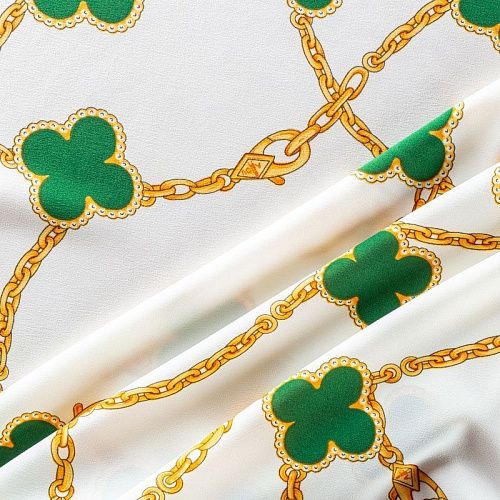 Креп-шифон 027-01568 молочный принтованный