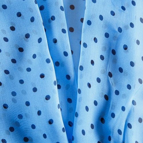 Шифон шелковый 068-12212 голубой принтованный