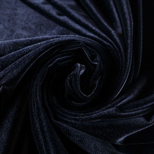 Бархат стрейч 002-09165 черный однотонный