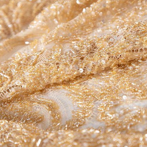 Шантильи с вышивкой и бисером 031-19785 золотистый