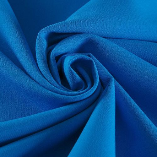 Креп стрейч 026-17240 насыщенный голубой однотонный