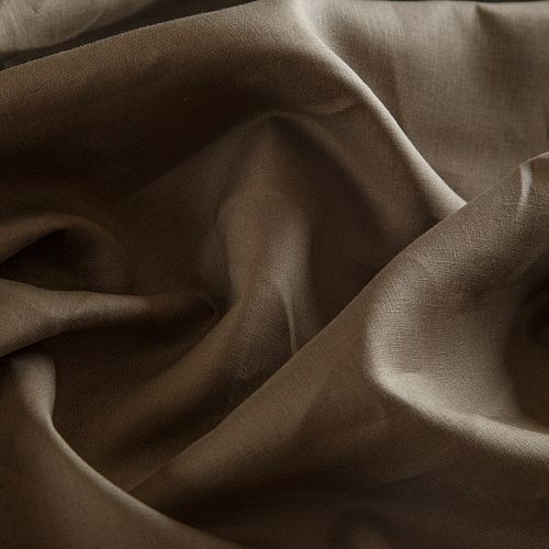 Лен натуральный 035-14722 коричневый хаки однотонный