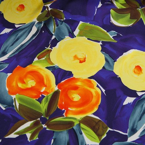 Лайкра 005-12427 фиолетово-синий принтованный