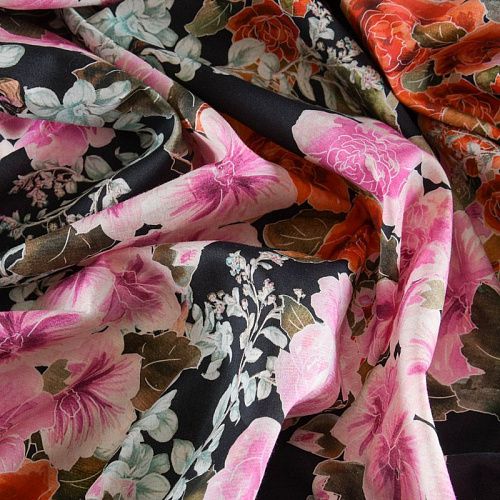 Хлопок стрейч 063-12101 черный принтованный