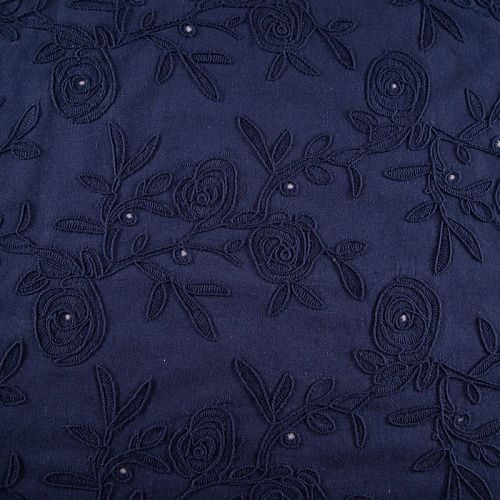 Хлопок с вышивкой 067-20043 темно-синий