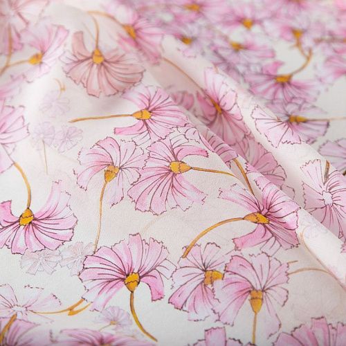 Креп-шифон шелковый 027-19848 белый принтованный