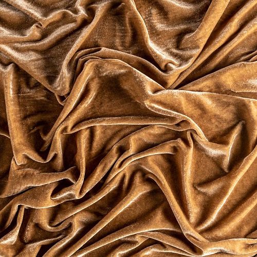 Бархат стрейч К33-779 золотисто-бежевый однотонный