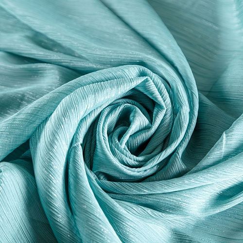 Шифон-жатка с люрексом 068-07212 пыльно-бирюзовый однотонный