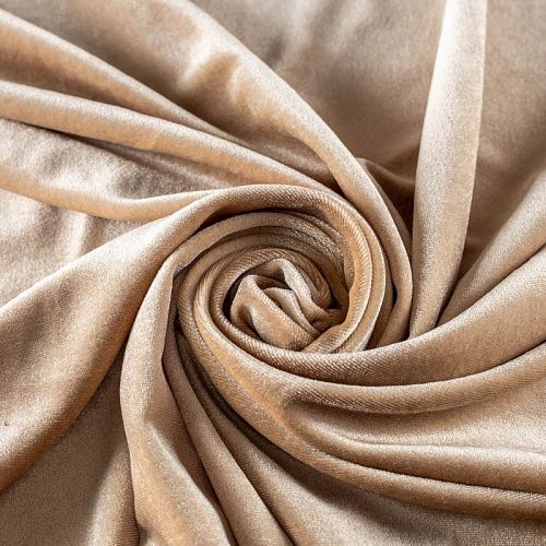 Бархат стрейч К21-552 золотисто-карамельный однотонный