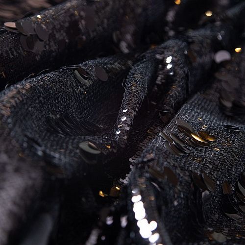 Пайетки конфетти на сетке 050-19874 черный