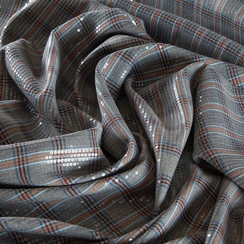 Хлопок с пайетками 063-16329 серый принтованный