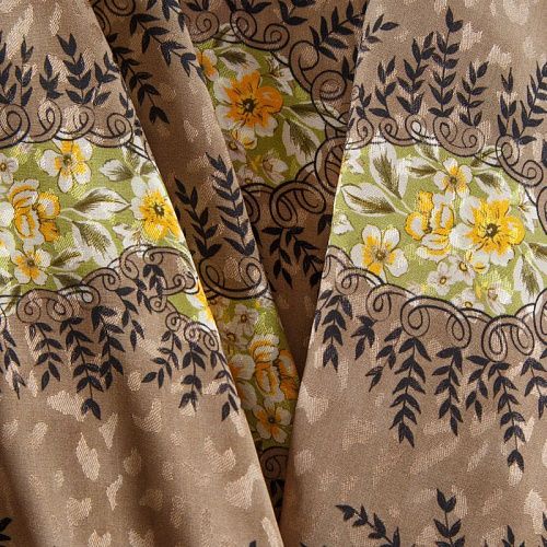 Вискоза жаккардовая 009-12327 бежевый принтованный