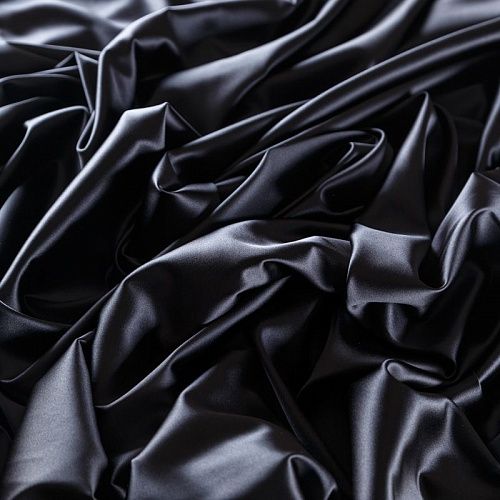 Сатин стрейч 001-09748 черный однотонный
