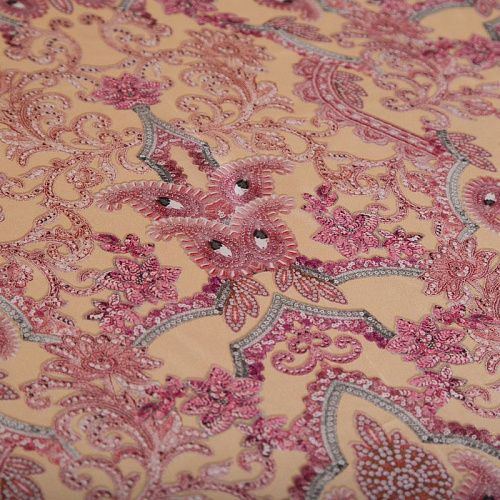 Шелк натуральный Etro 064-19247 персиковый принтованный