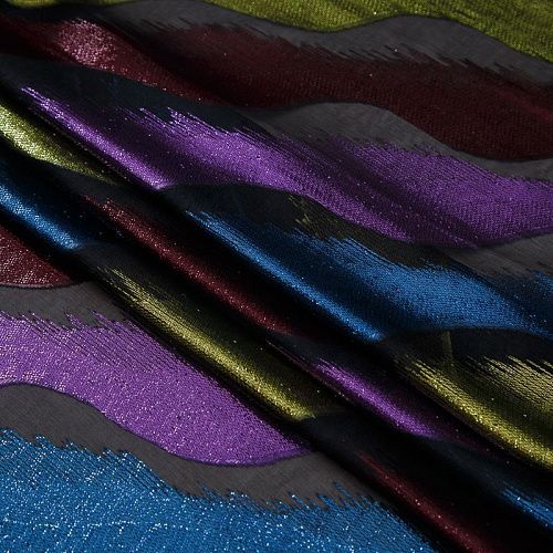Шифон с люрексом 068-19166 черный мультиколор