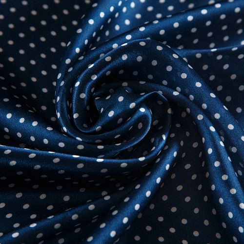 Шелк натуральный 064-17172 темно-синий принтованный