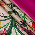 Шелк твил Gucci Flora платочный купон 064-19153 бордюр фуксия