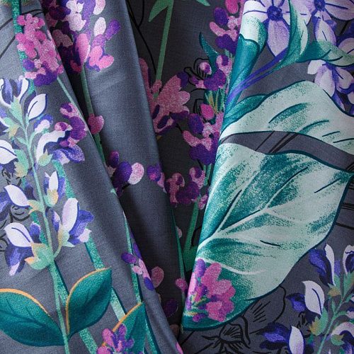 Сатин ш.220 см 007-13906 темно-серый принтованный