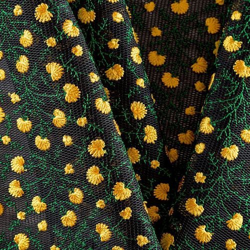 Неопрен-сетка 038-03718 черный с вышивкой