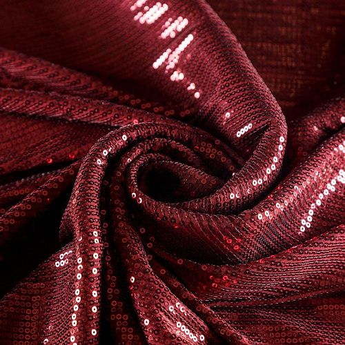 Ткань с пайетками 055-03093 вишневый однотонный