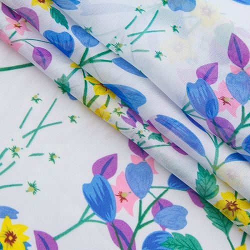 Шифон 068-13080 белый принтованный