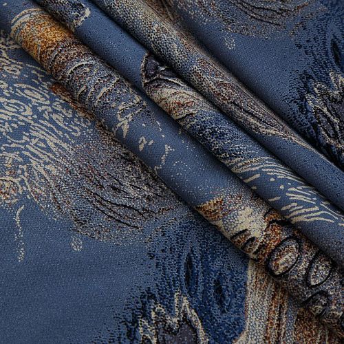 Штапель 069-17862 пыльно-синий принтованный