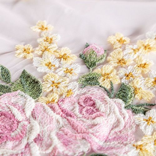 Вышивка на сетке 050-02933 пудрово-розовый